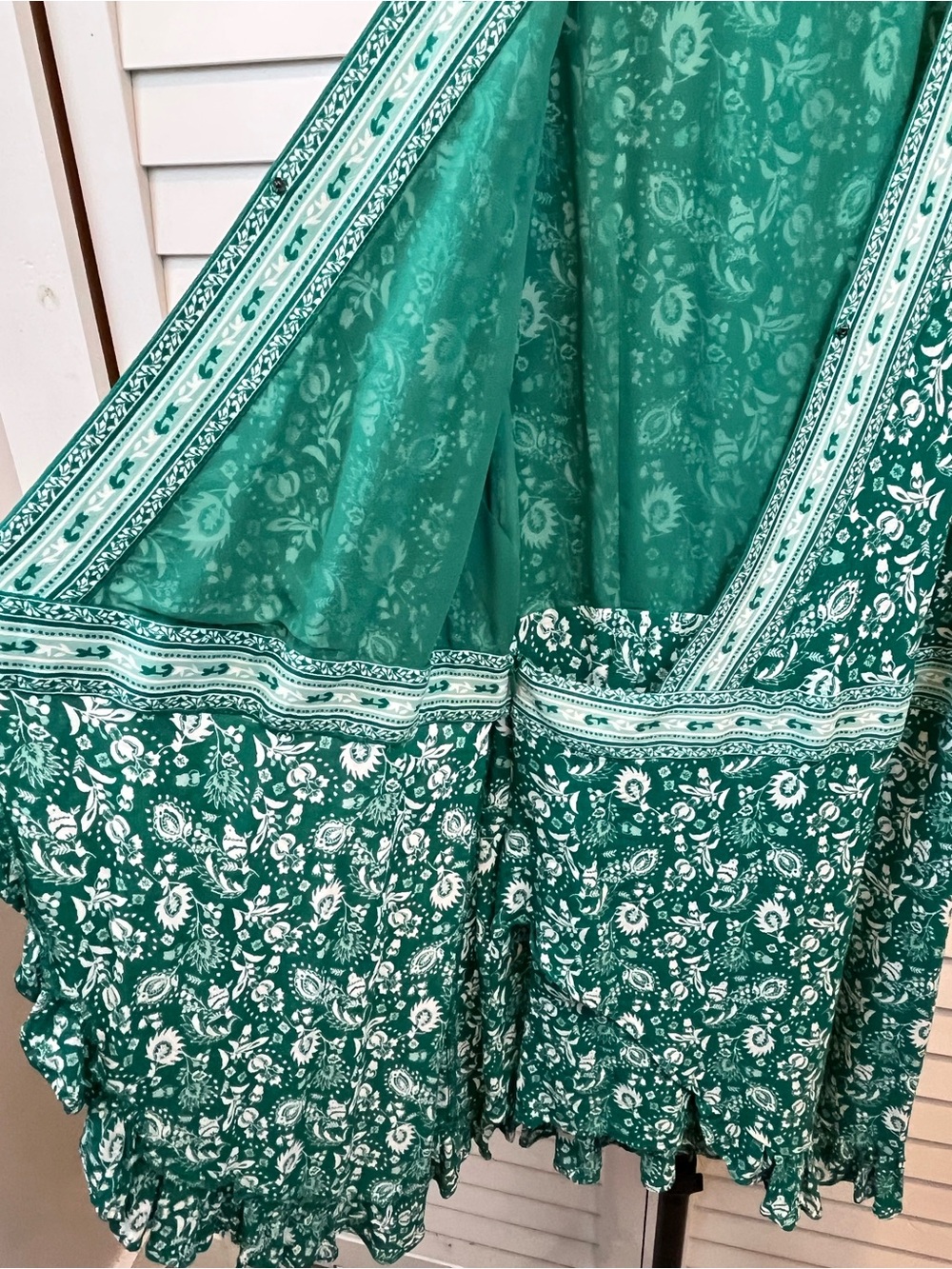 LOFT Teal Green Floral Wrap Dress/Romper - Picture 8 of 10